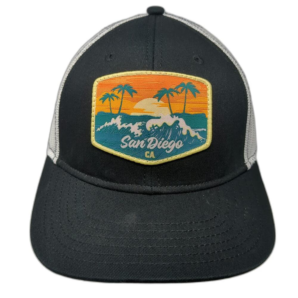 Hat Graphix 360 Trucker Black One Size San Diego CA Sunset Wave Snapback Mesh